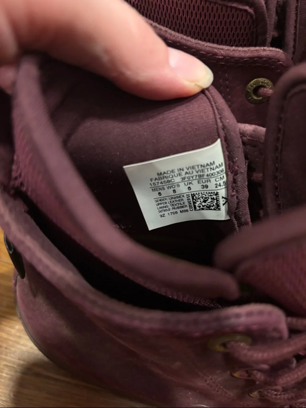 Converse Women's High Top Sneakers - Plum/Burgundy Suede - Picture 3 of 8